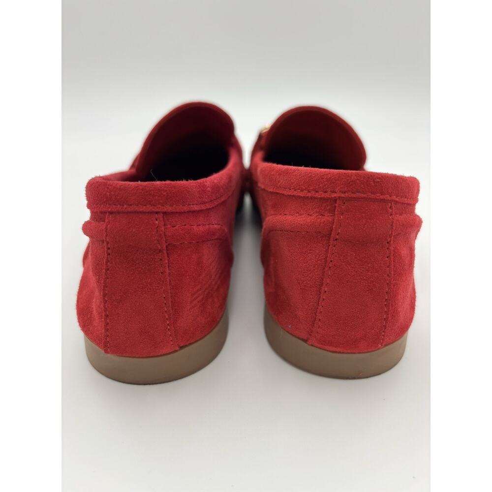 Steve Madden Suede Loafers Bright Red Size 9 Gold Horsebit Flats - Picture 5 of 16
